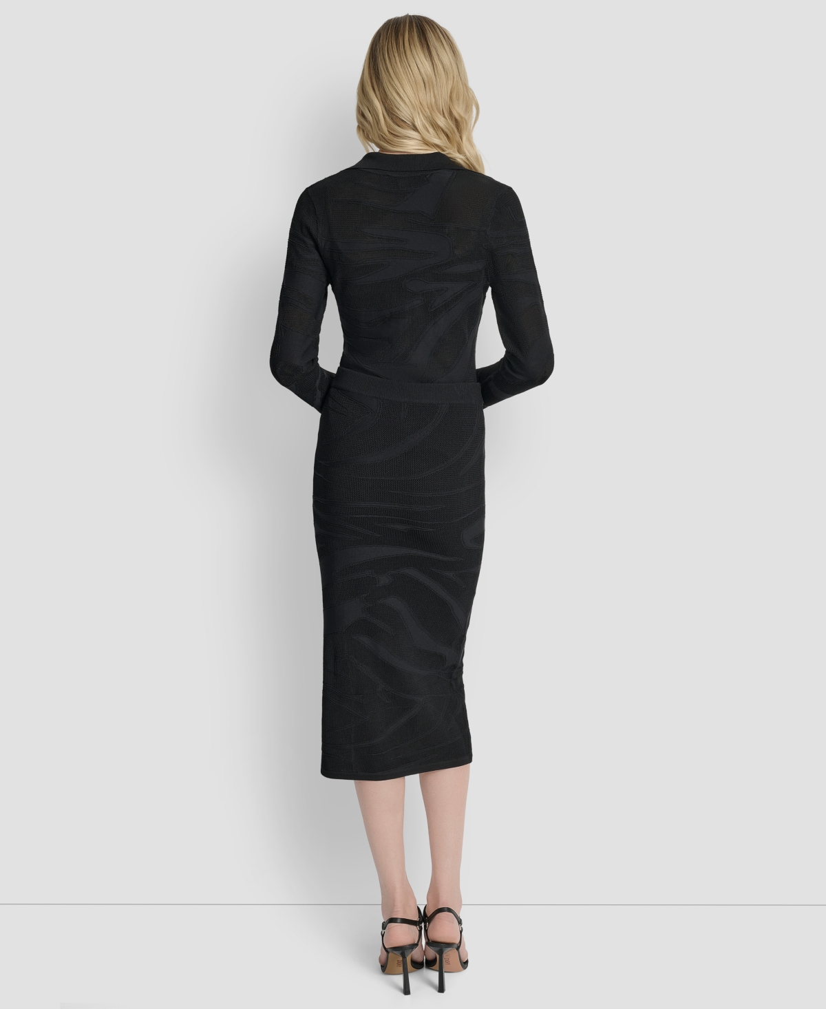 Dkny Zebra Stripe Knit Pencil Skirt In Black