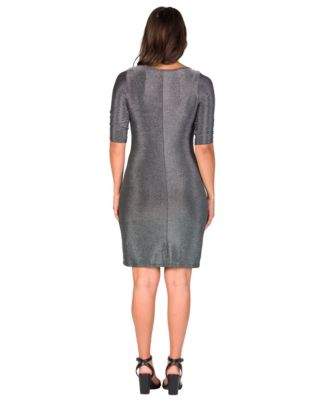 Petite Elbow Length Sleeve Shimmer Bodycon Mini Party Dress