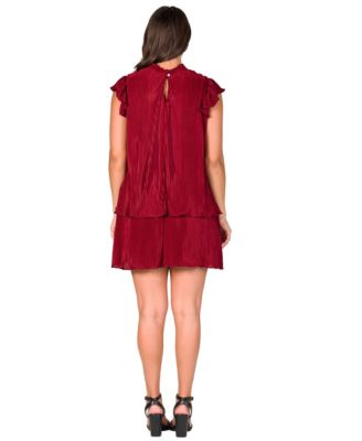 Petite Ruffle Cap Sleeve Pleated Tiered Mini Dress