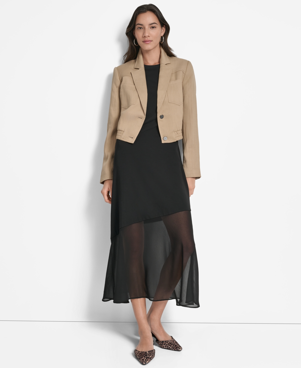 Dkny Crop Blazer In Brown