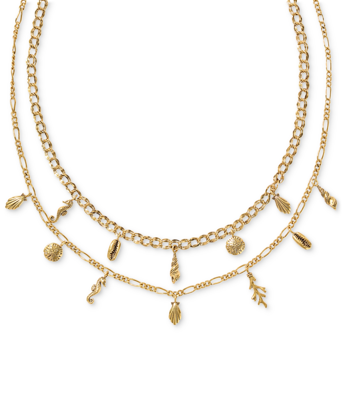 Gold-Tone Alexa Multi Strand Necklace, 16-1/2" + 3" extender - White Crystal