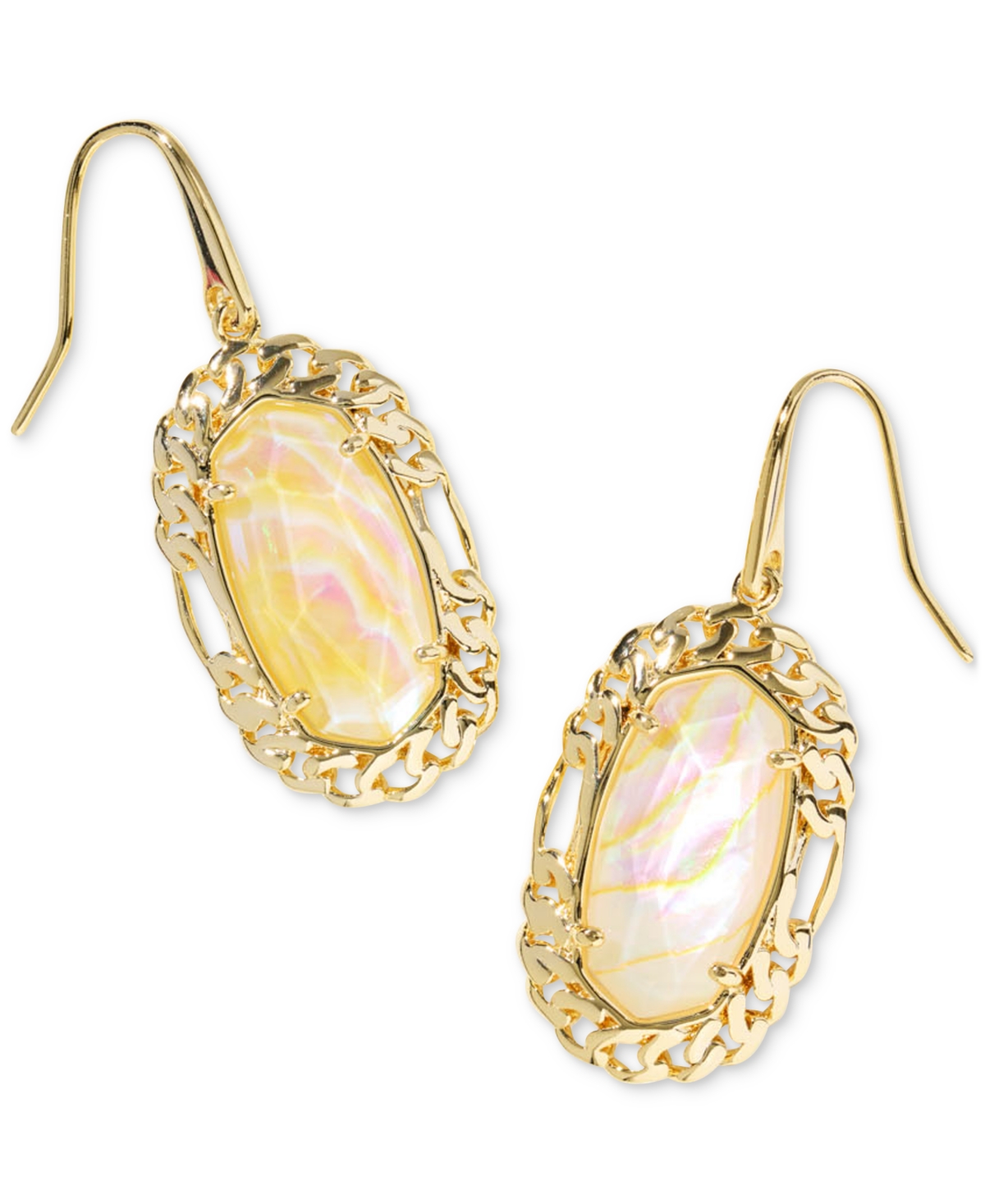Gold-Tone Dani Figaro Frame Drop Earrings - Deep Aqua Illusion