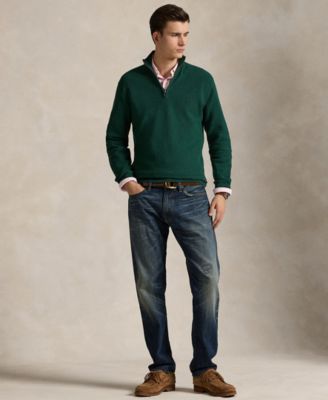 Men's Mesh-Knit Cotton Quarter-Zip Sweater