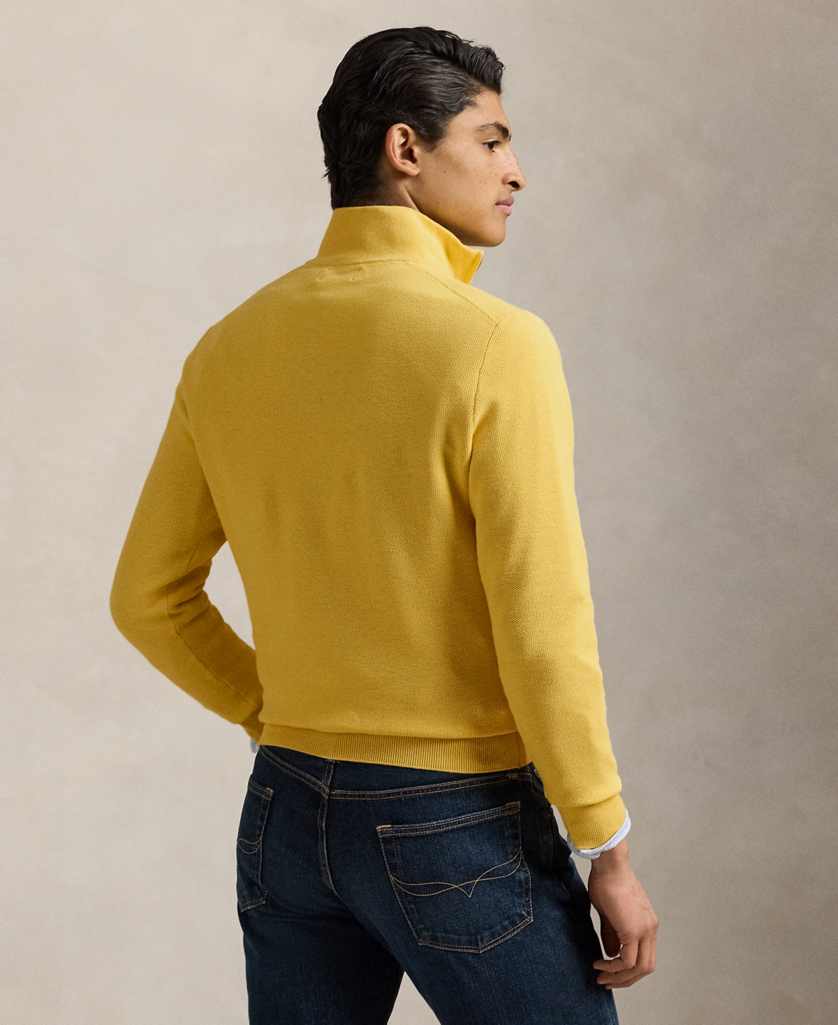 Polo Ralph Lauren Men's Mesh-knit Cotton Quarter-zip Sweater In Yellow