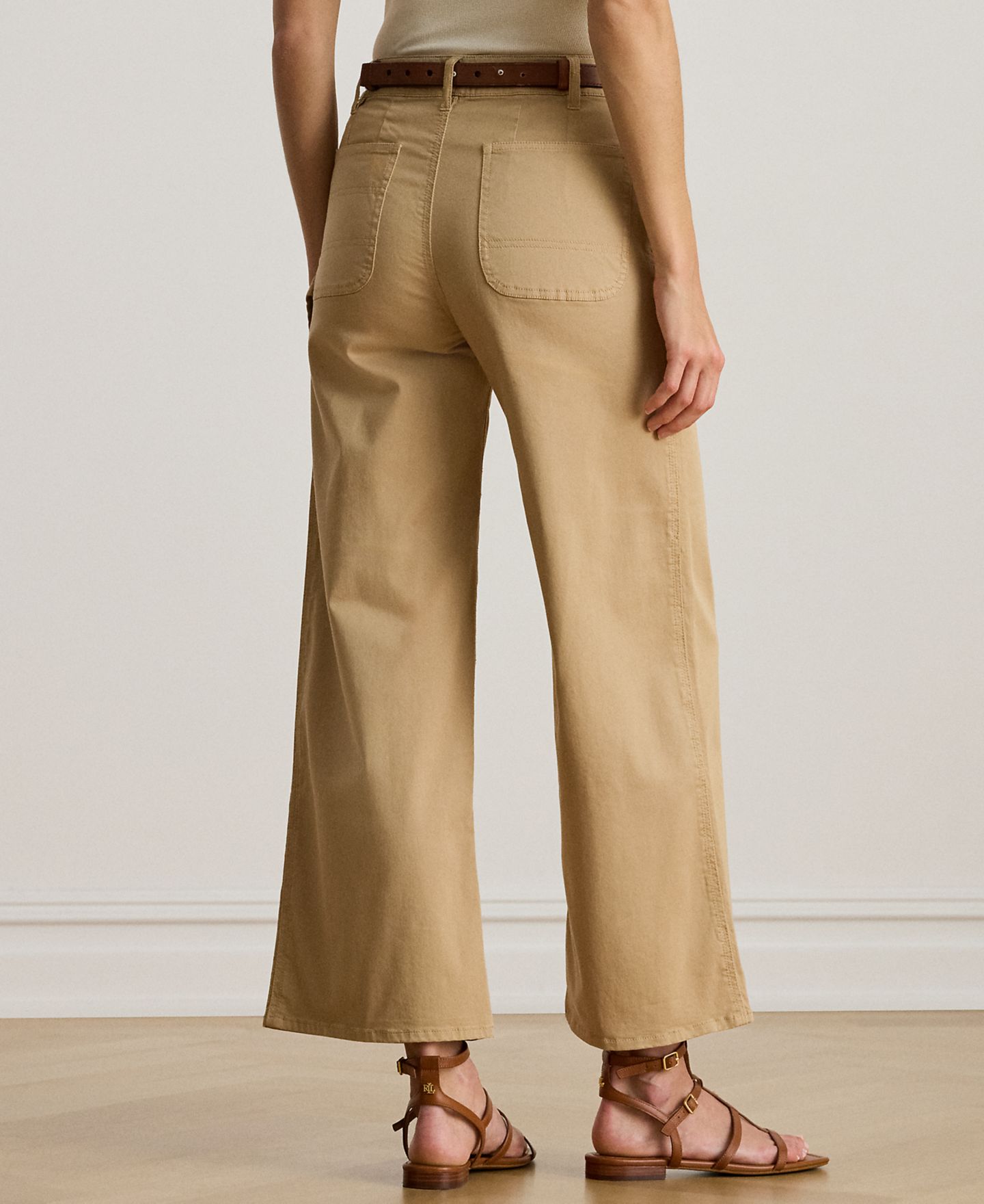 Женские брюки Lauren Ralph Lauren Stretch Chino Wide-Leg Cropped Pants, цвет: Берёзовый рыжевато-коричневый — фото 4