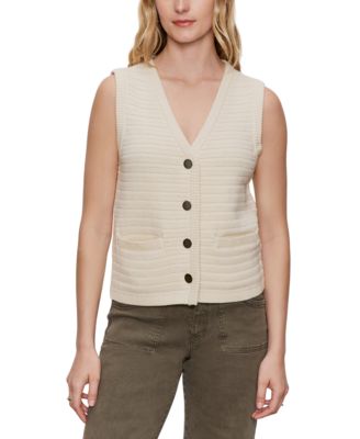 Women's Textured Button-Front Sweater Vest