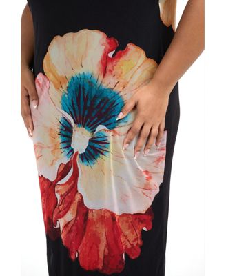 Women's Strappy Floral Print Mesh Maxi Dress