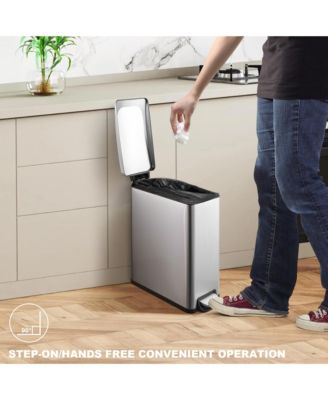 2.6 Gal./10 Liter Slim Stainless Steel Step-on Trash Can for Bathroom and Office