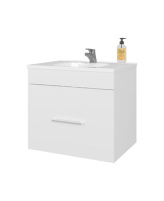 Story Floating Bathroom Vanity Set with Sink, One Drawer White