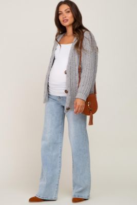 Maternity Light Blue Wide Leg Jeans