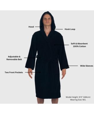 Men's Dane Hooded Bathrobe Cotton Terry Cloth Luxury Hotel Spa Robe