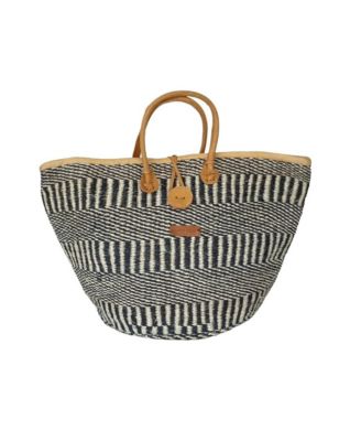 Balance Stripes Handwoven Beach Straw Tote Basket