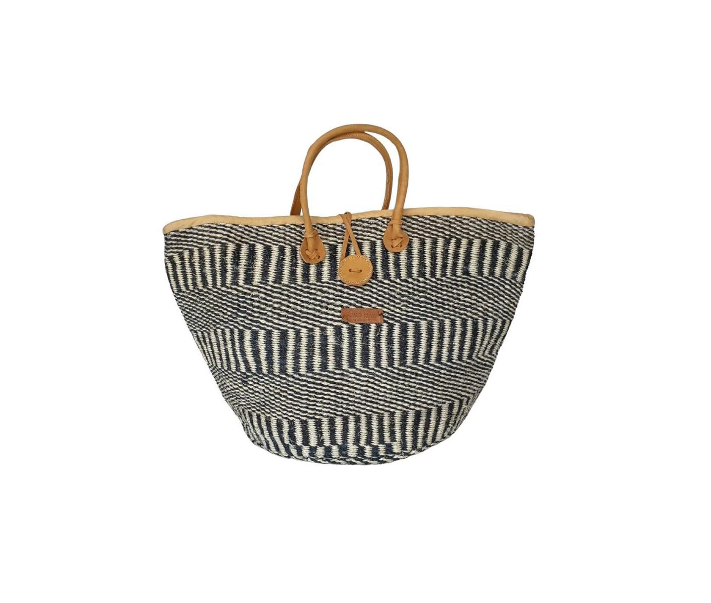 Женская сумка SAWA SAWA Balance Stripes Handwoven Beach Straw Tote Basket, цвет: Чёрный / Белый — фото 6