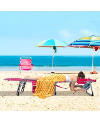 5 Position Folding Chaise Lounge Chair for Outdoor Patio Pool or Garden Relaxation