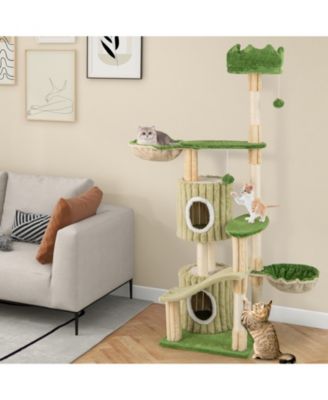 Multi-Level Aesthetic Stripped Kitten Tower with 2 Condos