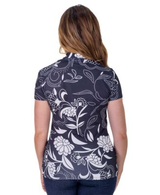 Petite Black and White Short Sleeve V-Neck Wrap Top