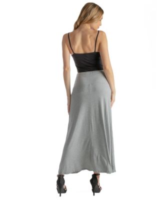 Petite Elastic Waist Solid Color Maxi Skirt