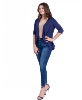 Petite Elbow Length Sleeve Open Cardigan Jacket