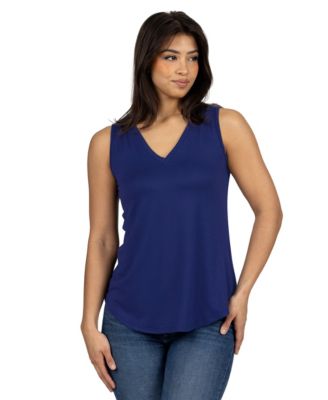 Petite V-Neck Tunic Tank Top with Round Hemline