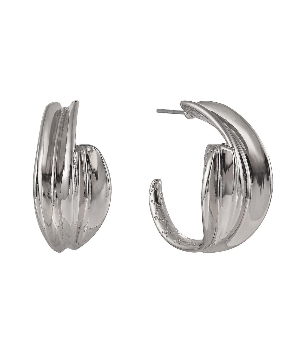 Post Silver Tone Hoop Earrings - Silver