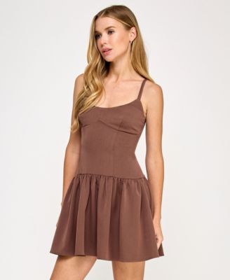 Juniors' Drop-Waist Sleeveless Fit & Flare Dress