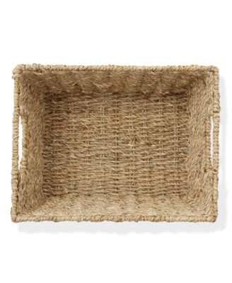 Set of 4 Water Hyacinth Storage Baskets with Handles - Espresso, 12&amp;#x22; x 9&amp;#x22; x 6&amp;#x22; Rectangular Storage Bins for Organizing Shelves, Blankets, Laundry