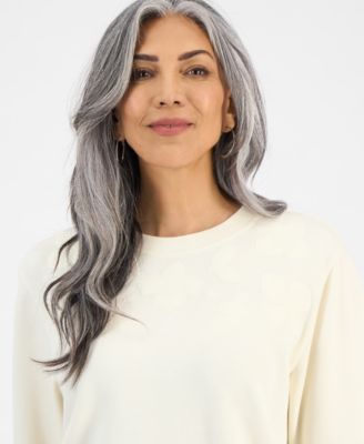 Petite Embroidered Crewneck Sweatshirt, Exclusively at Macy's