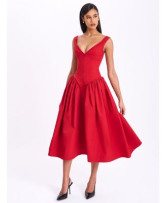 【関税・送料込】Rut&Circle  Fatima Dropped Waist Dress Red Red Chiffon Dropped Waist Sleeveless Maxi Dress | Dresses