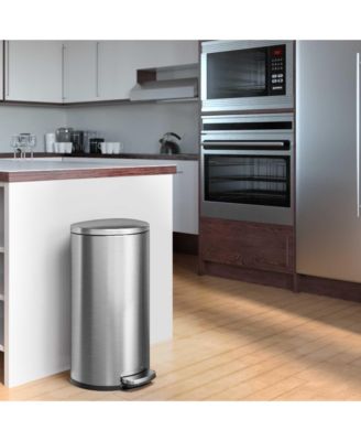 SoftStep Stainless Steel Semi-Round Step Trash Can with AbsorbX Odor Filter and Removable Inner Bucket