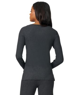 Petite Ribbed-Knit V-Neck Tunic & Pant Sweater Set