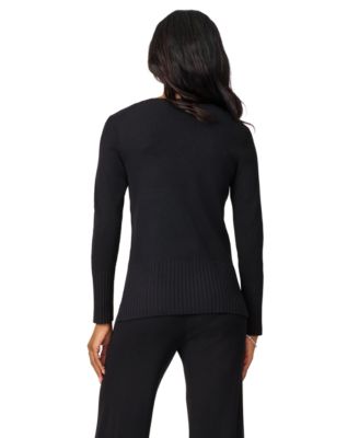 Petite Ribbed-Knit V-Neck Tunic & Pant Sweater Set