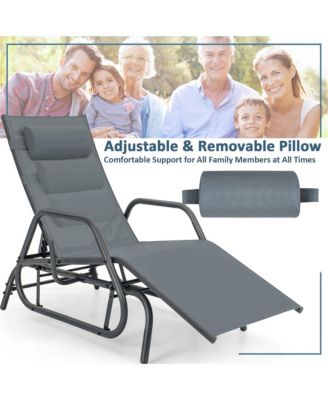 Patio Chaise Lounge Glider Recliner Chair Adjustable Sturdy Metal Frame Outdoor