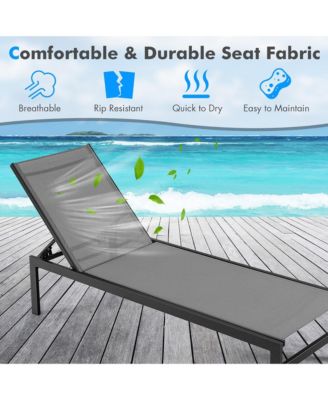 Patio Chaise Lounge Outdoor Adjustable Lounge Chair W/ 6-Position Backrest