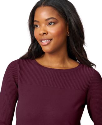 Women's Petite Boat Neck Long-Sleeve Sweater