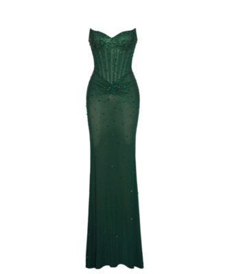 Women's Fatima Green Crystal Sleeveless Corset Mermaid Maxi Dress