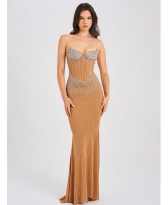 Women's Fatima Crystal Sleeveless Corset Mermaid Maxi Dress