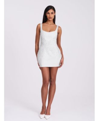 Women's Tais Pearl Beaded Cocoon Shape Sleeveless Mini Dress