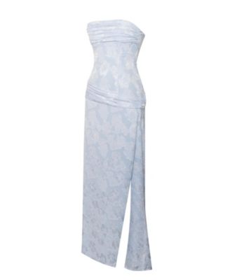Women's Xatia Baby Blue Jacquard Textured High Slit Maxi Dress