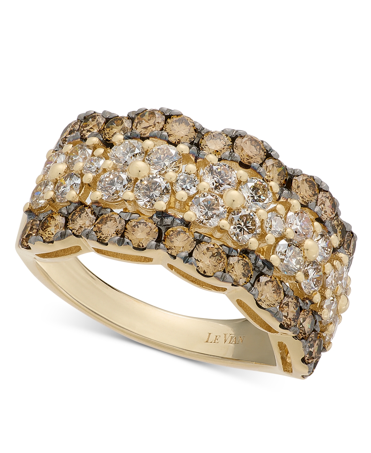 Le Vian Nude Diamond & Chocolate Diamond Scalloped Multirow Ring (2-1/4 Ct. T.w.) In 14k Rose Gold In Gold