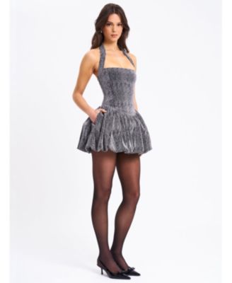 Women's Naomie Crystal Embellished Bubble Hem Halter Mini Dress