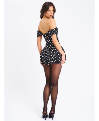 Women's Umika Black Polka Dots Bubble Hem Mini Dress