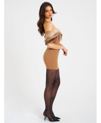 Women Nadira Off Shoulder Fur Trim Mini Dress