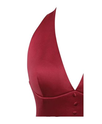 Women's Cara Red Plunging Halter Backless Maxi Dress