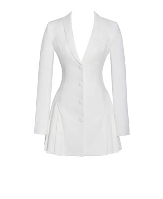 Women's Delia White Blazer Dress with Pleated Detail
