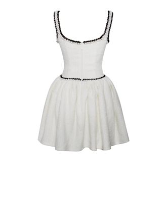 Women's Coco White Boucle Tweed V Waist Mini Dress