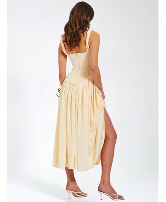 Women's Noreen Egg White Satin Drop Waist Maxi Sundress