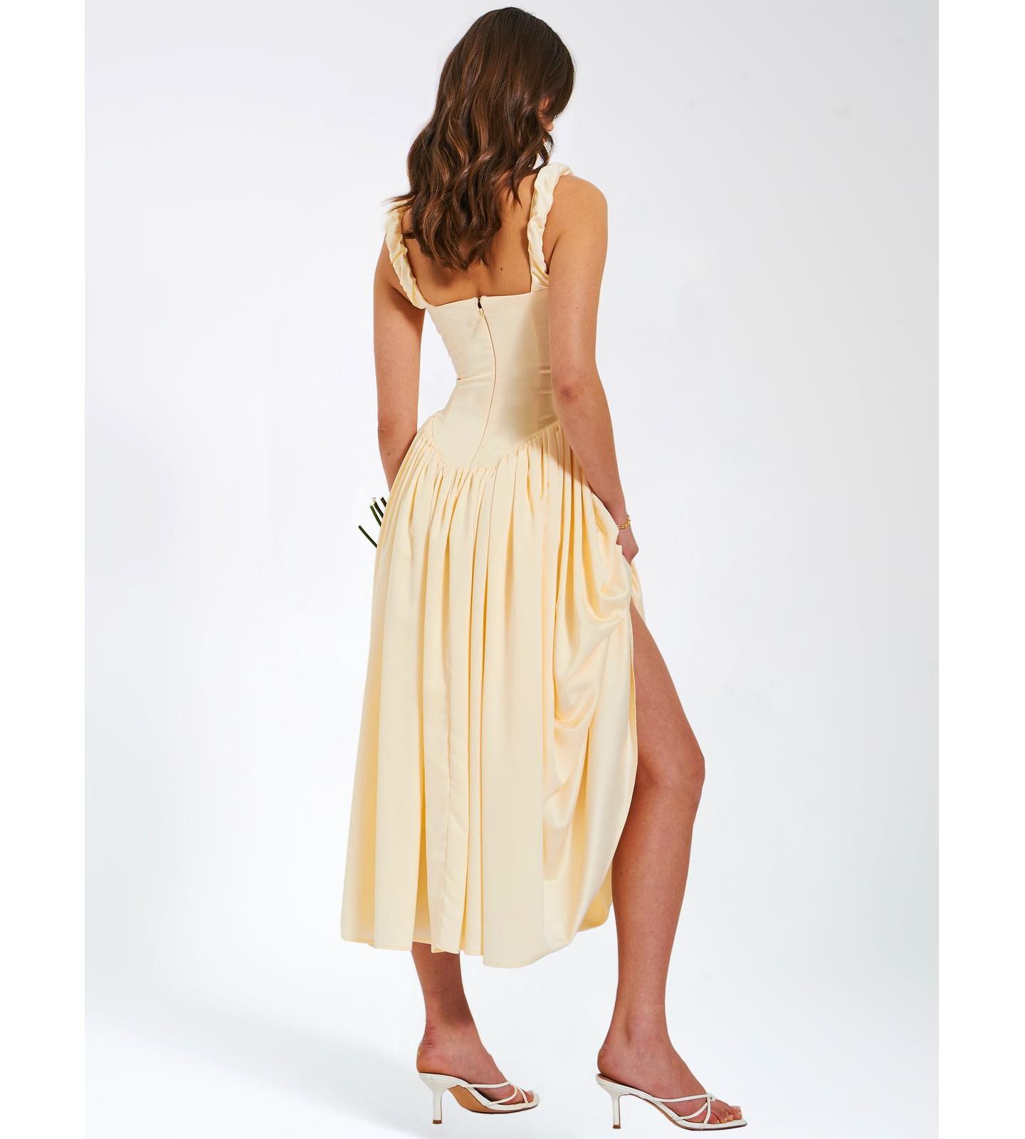 Женское платье Miss Circle Noreen Egg White Satin Drop Waist Maxi Sundress, цвет: Белый — фото 8