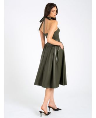 Women's Eliana Olive Faux Leather Dress