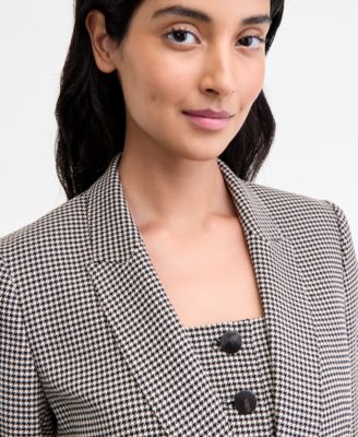 Women's Single-Button Houndstooth-Print Blazer