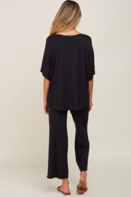 Maternity Black Cropped Pant Set